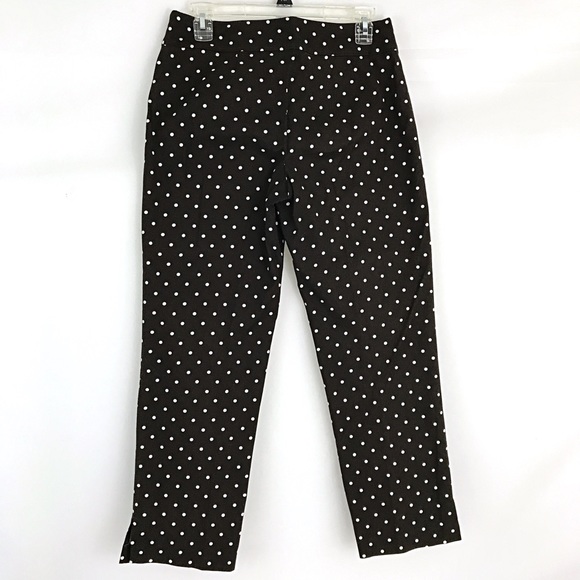 Ann Taylor Loft Brown Ankle Pants Polka Dot Sz 4 - Picture 2 of 6